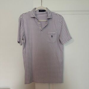 Ralph Lauren Purple and White Striped Polo Shirt